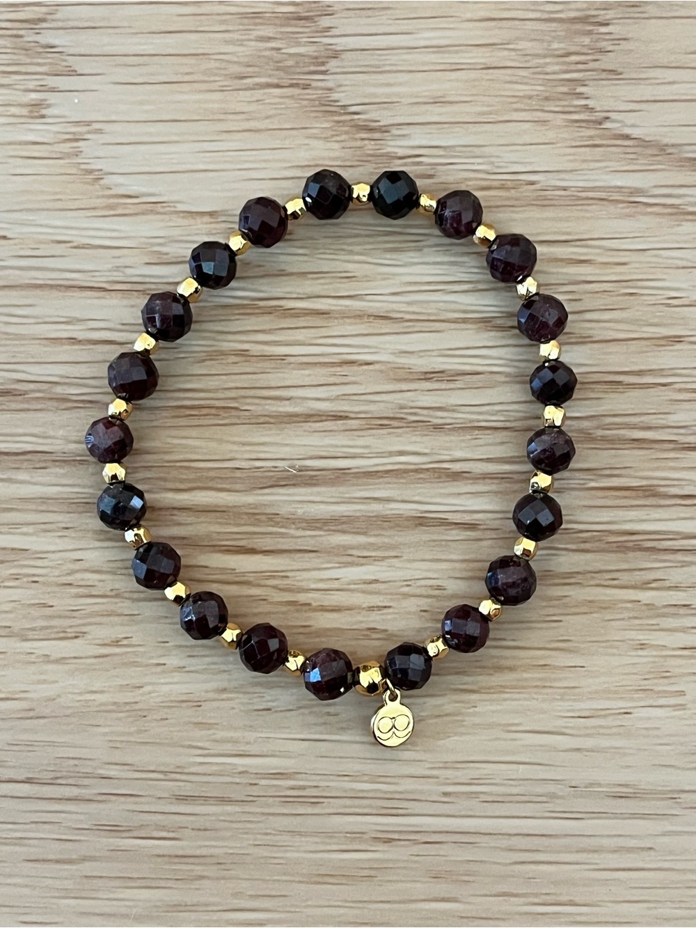 Gorjana Power Gemstone Garnet Beaded Bracelet with 18k Gold Plated Accents